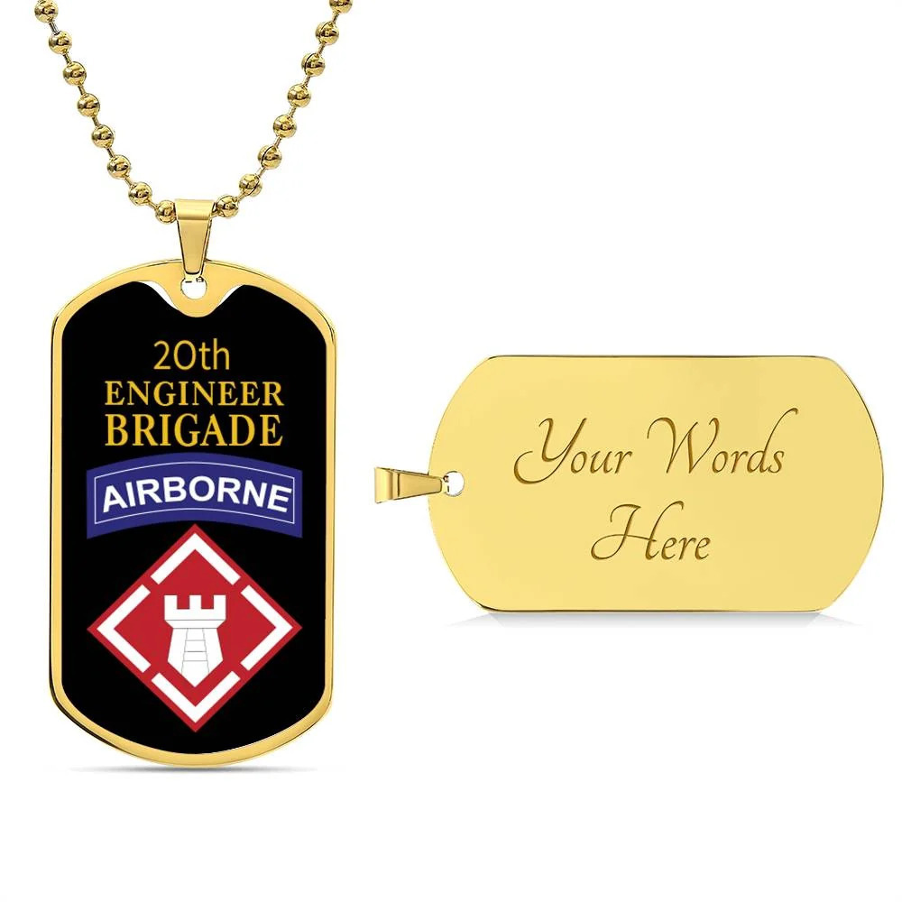 20th Engineer Brigade Necklace Personalized Engraved Gold Dog Tag Necklace Cust